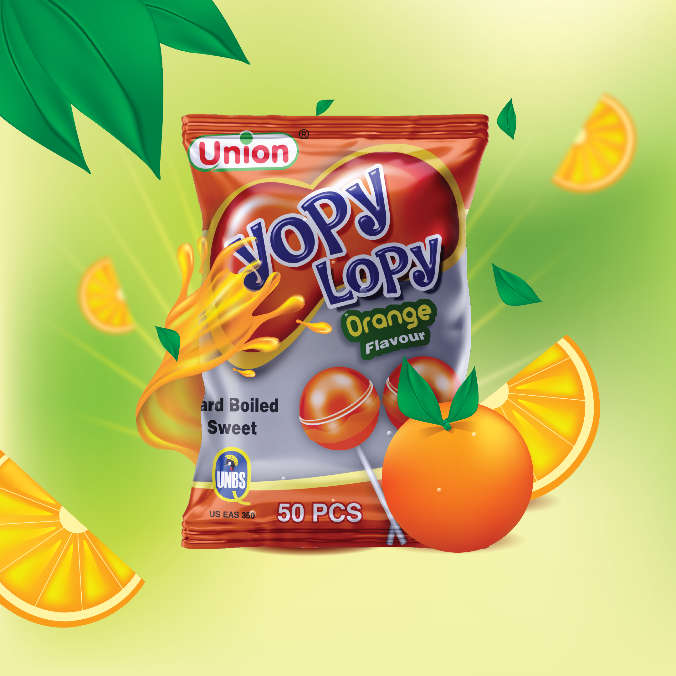 Union Yopy Lopy Orange Flavour Lollipop